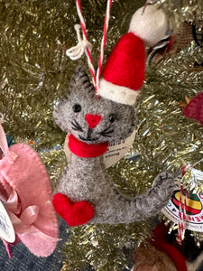 Cat felt wool Christmas ornament