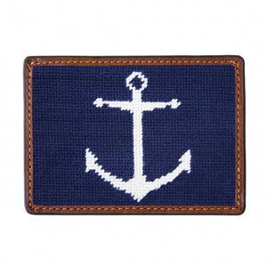 Navy Anchor needlepoint Credit Card wallet