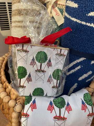 PATRIOTIC TOPIARY CACHE POT CANDLE