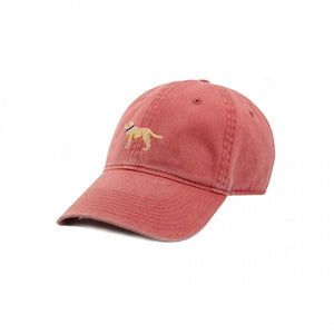 NANTUCKET RED NEEDLEPOINT HAT with yellow lab